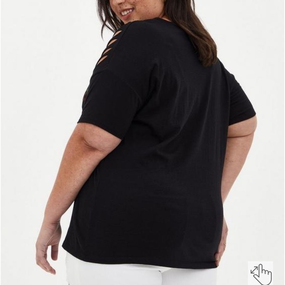 Torrid Sublime Long Beach Sun Black Slashed Tee - Picture 3 of 11
